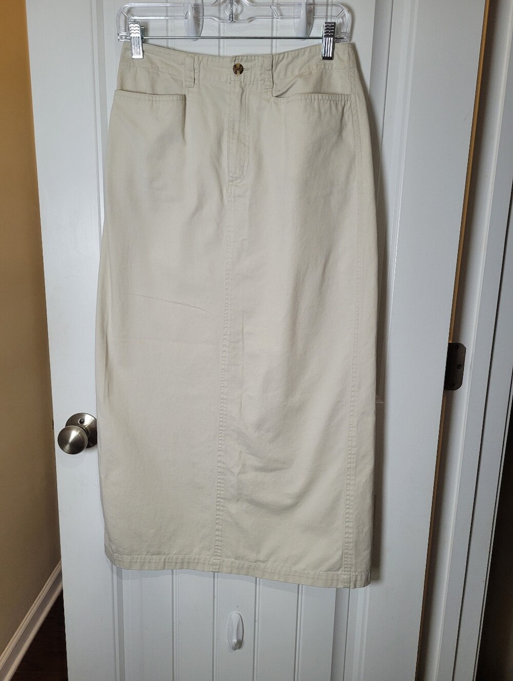 Women's Rafaella Khaki 100% cotton Vintage Cream Maxi Skirt. Great for FALL